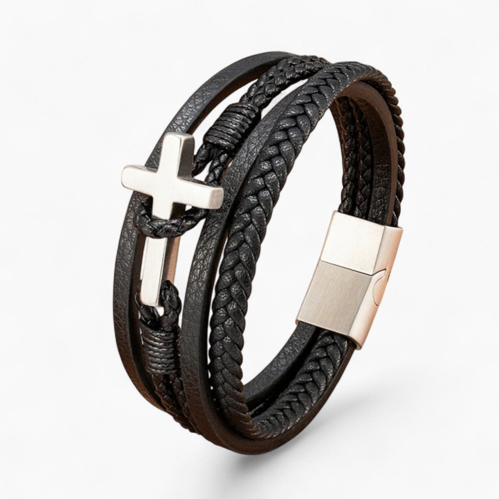 BLAKE | Bracelet en cuir & acier inoxydable