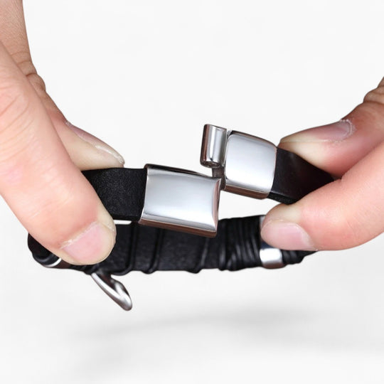 REESE | Bracelet en cuir & acier inoxydable