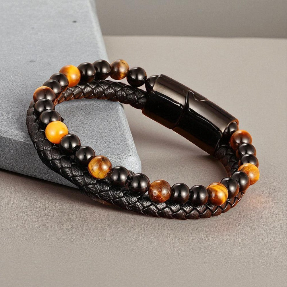 REESE | Bracelet en cuir & acier inoxydable