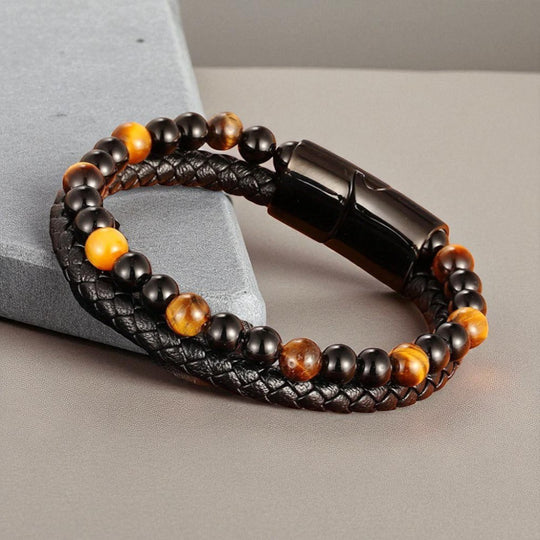 REESE | Bracelet en cuir & acier inoxydable