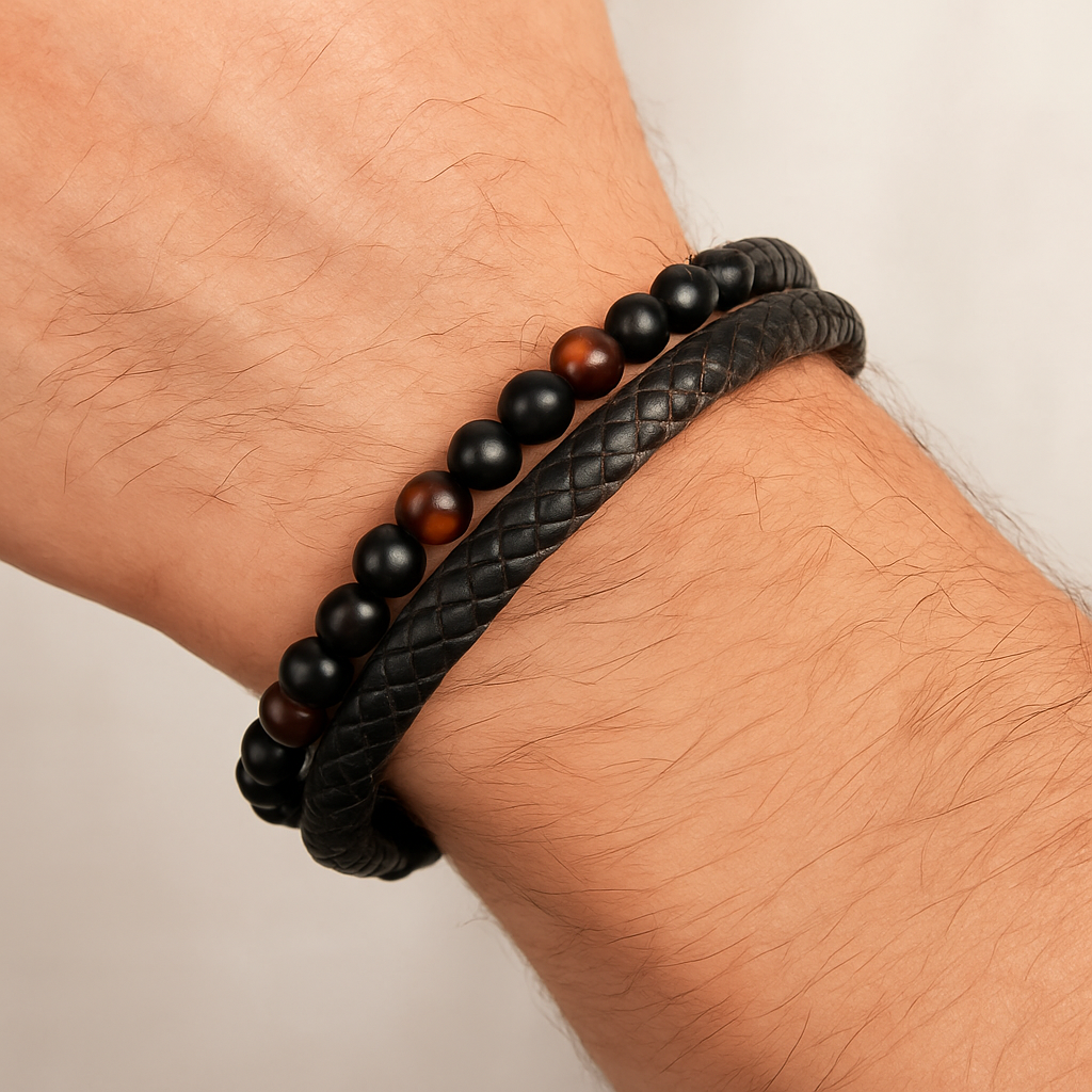 REESE | Bracelet en cuir & acier inoxydable