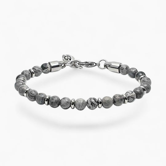LEVI | Bracelet acier inoxydable & pierre naturelle
