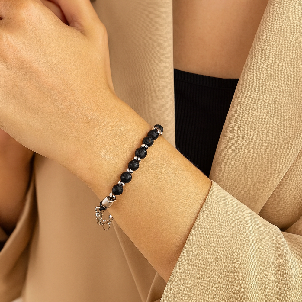 LEVI | Bracelet acier inoxydable & pierre naturelle