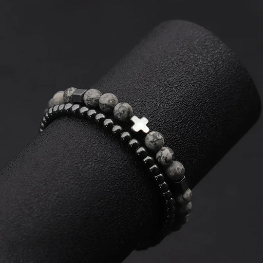 MARK |  Bracelet perlé pierre de lave