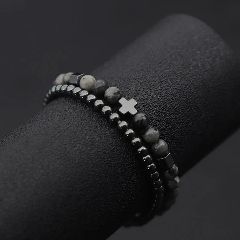 MARK |  Bracelet perlé pierre de lave