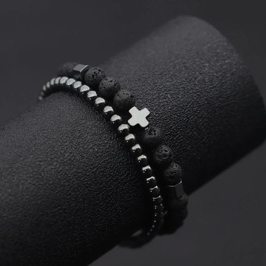 MARK |  Bracelet perlé pierre de lave