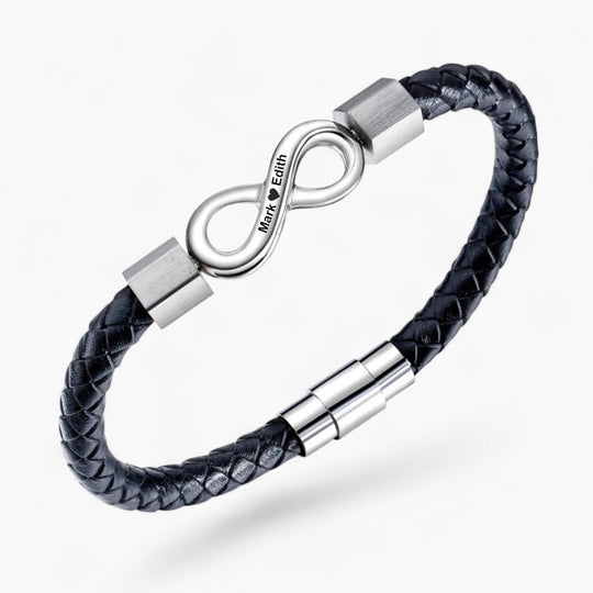 JOHN | Bracelet personnalisé en cuir & acier inoxydable