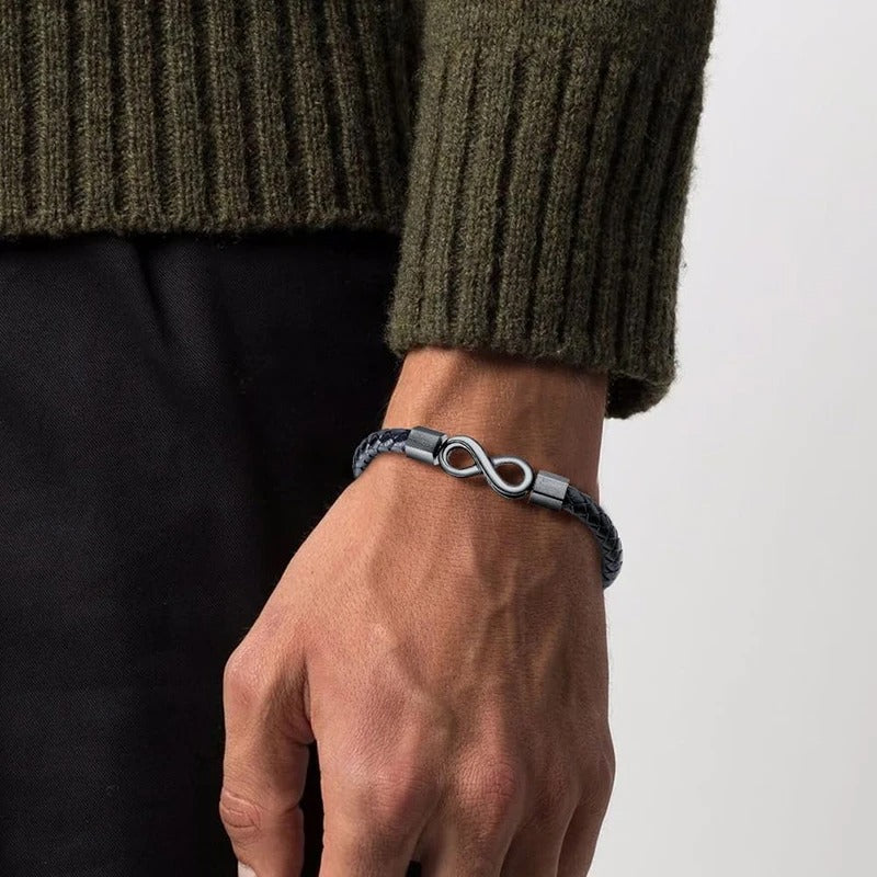 JOHN | Bracelet personnalisé en cuir & acier inoxydable