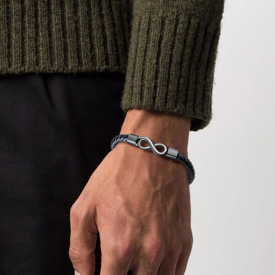 JOHN | Bracelet personnalisé en cuir & acier inoxydable