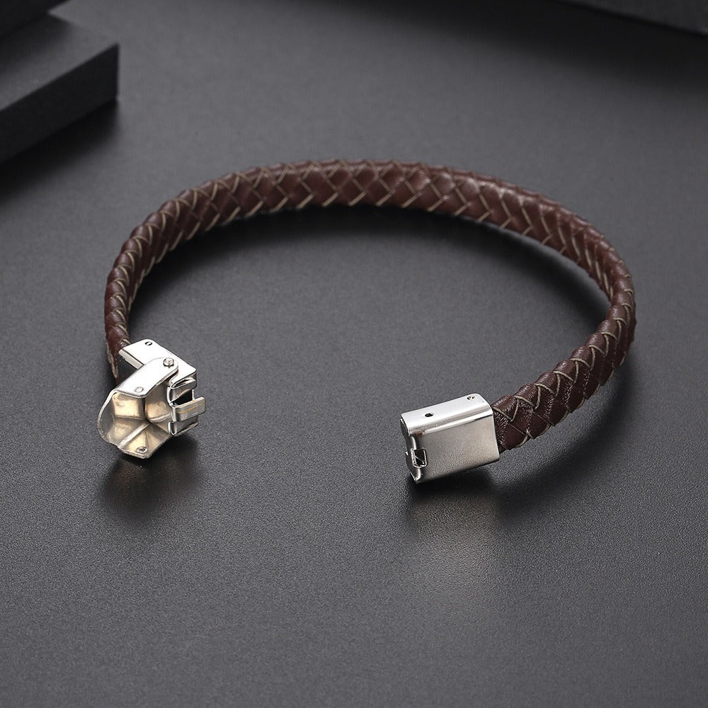 Bracelet cuir tressé homme – Hugo.