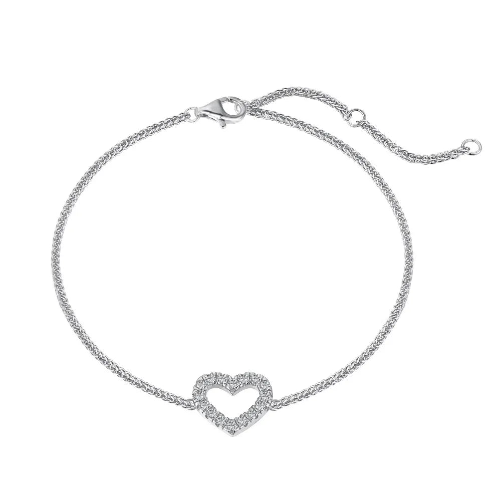 Bracelet cœur scintillant argent 925 – Pauline.