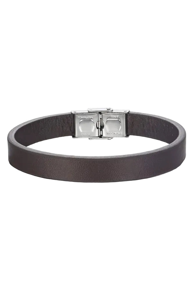 Bracelet cuir homme marron acier inoxydable – Soren.