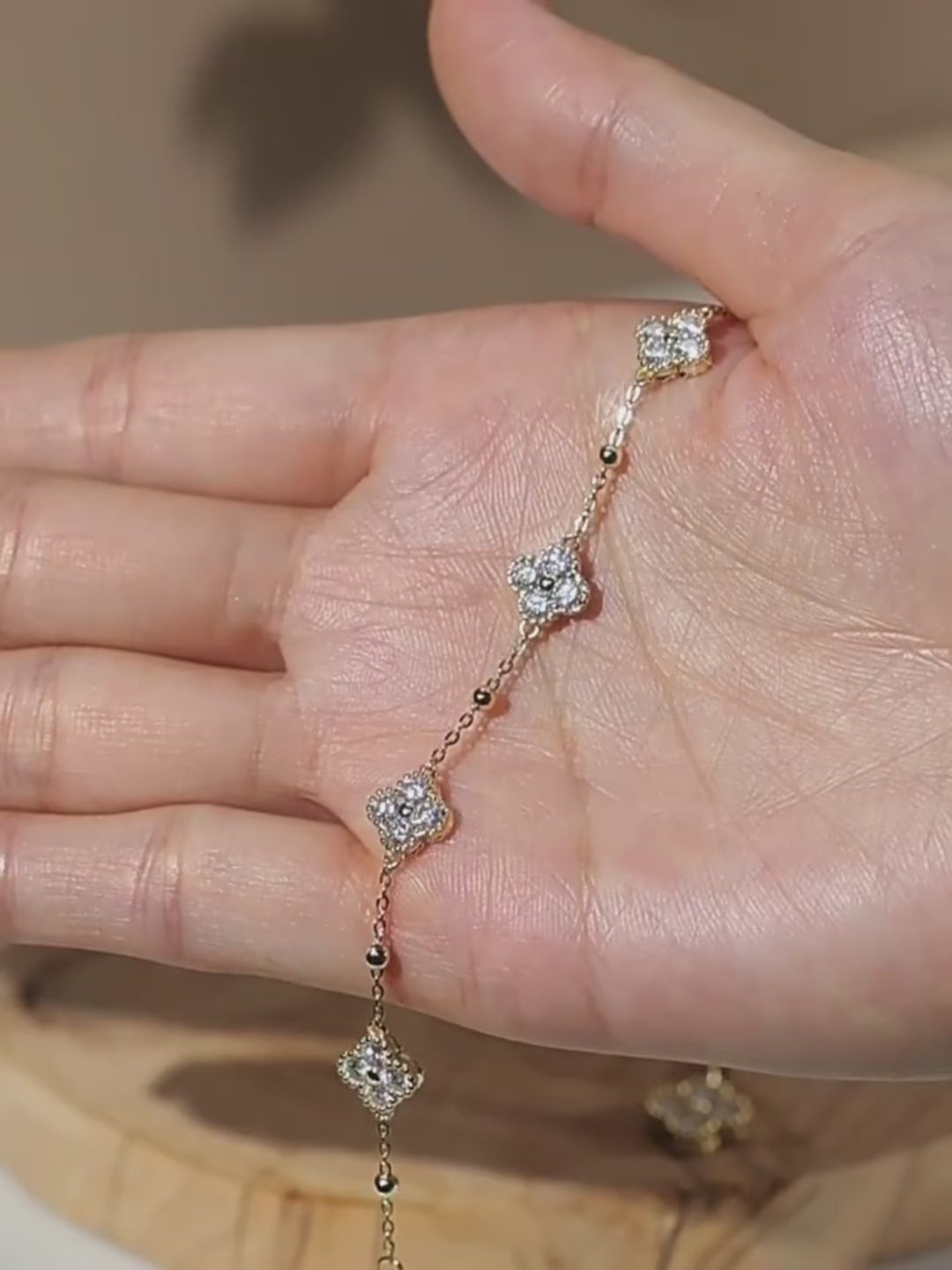 Bracelet trèfle argent 925 moissanite – Lyséa